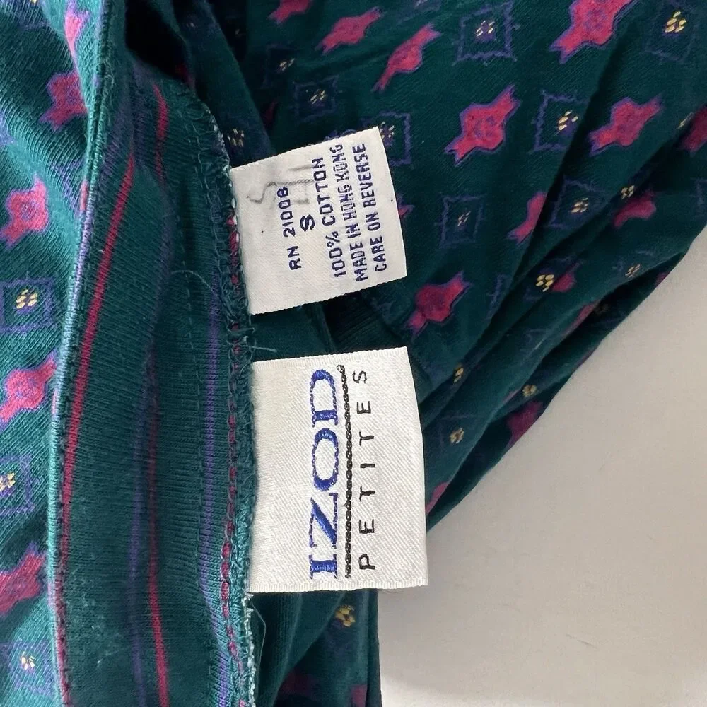 Vintage Izod Cardigan Midi Skirt 2 Piece Set Size S micro floral Cottagecore Pra